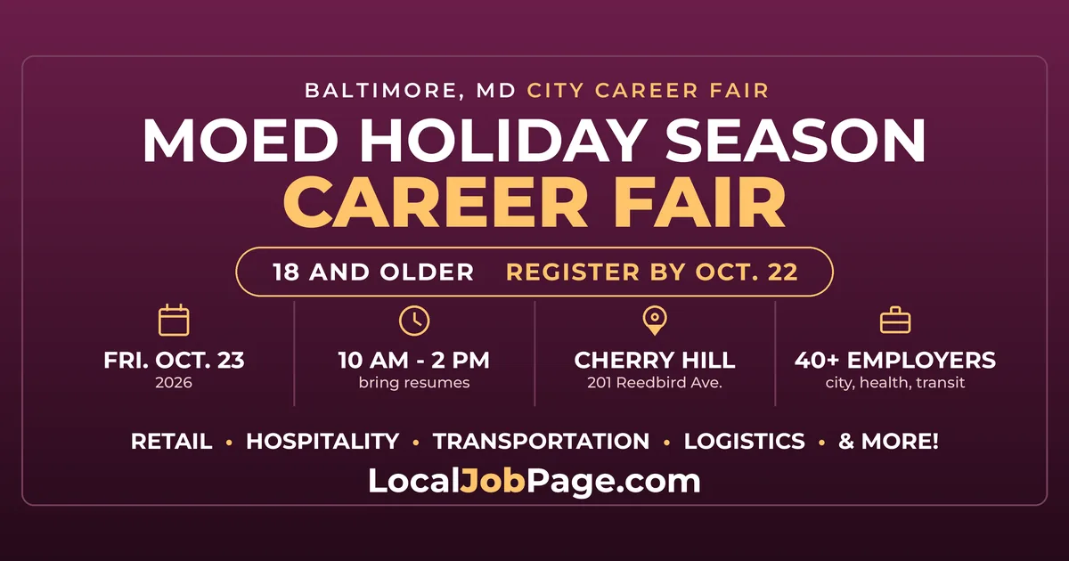 Baltimore Holiday Season Career Fair Oct. 23: 40+ Employers in Cherry Hill